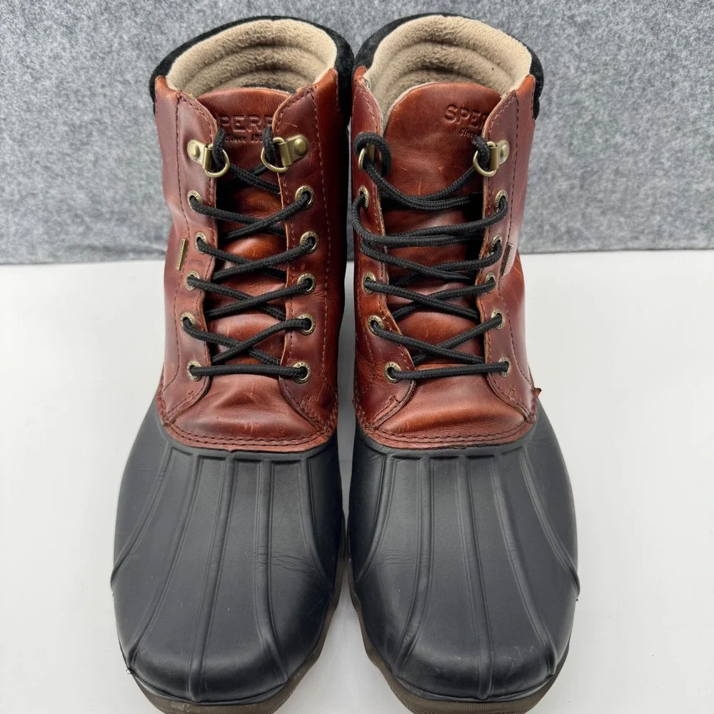 Sperry Avenue Duck Boots Mens 10 Brown Black Waterproof Leather STS10548